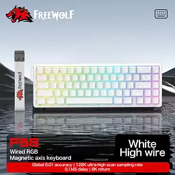 Ігрова дротова магнітна клавіатура FreeWolf F68 / Magnetic Switch / RGB / Wired / White