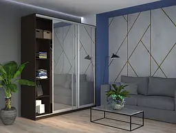Шафа купе Doros Сіті 24 Венге 3 Дзеркала 208х60х240 (42002145) - мініатюра 3