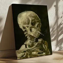 Інтер'єрна картина Череп з цигаркою, Вінсент ван Гог, Vincent van Gogh, Skull of a Skeleton, інтер'єрний декор, 60×45 см (id6653)