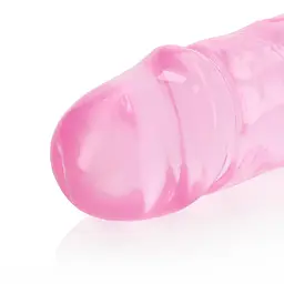 Двосторонній фалоімітатор RealRock Crystal Clear Double Dildo 18'' 45 см рожевий - мініатюра 4