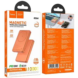 Універсальна мобільна батарея HOCO Joy PD magnetic fast charging power bank Q26A 10000mAh |1Type-C, 20W/3A, PD/QC| помапанчевий - мініатюра 2