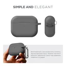 Силіконовий чохол для навушників Apple AirPods Pro 2 2022, Hang Case, сірий, ультратонкий захисний кейс товщиною 2 мм, захист від подряпин, пилу та ударів, компактний, з карабіном для кріплення, ArmorStandart (ARM68600) - мініатюра 2