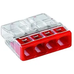 Клема Brille Wago Compact для розподільних коробок 4X2.5 прозора/червона без пасти 2273-204