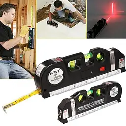 Рівень лазерний 4 в 1 рідинний 3х рівень рулетка лінійка Fixit Laser Level PRO 3 - мініатюра 9