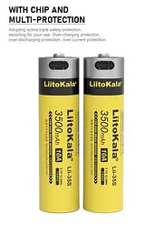 Акумулятор 18650 LiitoKala Li-ion 3500mAh 3.7V Type-C (Жовтий) - мініатюра 6