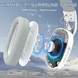 Attack Shark L90 Wireless Gaming Headset — бездротова Bluetooth-гарнітура з мікрофоном для геймерів, Білий - мініатюра 4