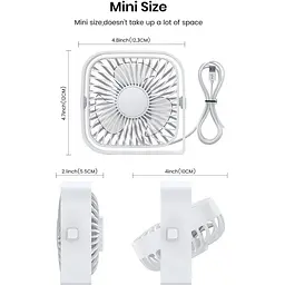 Портативний міні-вентилятор Topk K50 USB charging 360° rotating White - мініатюра 3