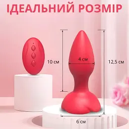 Анальна пробка I’MCUM Rose Plug з Пультом управління 10 режимів вібрації Червона (7970379617695) (IM-RosePlug_red) - мініатюра 2