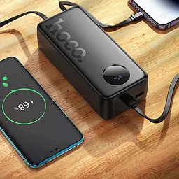 Портативний ЗП Power Bank Hoco J132B Sabio 22.5W+PD20W with 3 cables 30000 mAh Black - мініатюра 4