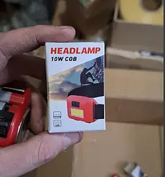 Светодиодный налобный фонарик COB 10W яркий свет от 3шт батарейки AAA фонарь на лоб, Yu Xin Красный 87647 - миниатюра 5