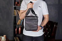 Месенджер із клапаном через плече 24х20х6, шкіряна барсетка Tiding Bag TD-20033 чорна 200 мм - мініатюра 6