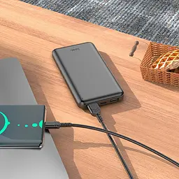 Power Bank Hoco J59 Famous портативна батарея 10000 mAh, 2USB+Type-C+Micro-USB, 2A, LED дисплей Чорний - мініатюра 4