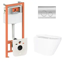 Набір Qtap Nest 4 в 1 підвісний унітаз Swan Ultra Quiet 520x360x320 + комплект інсталяції QT16335180W48203 - мініатюра 1
