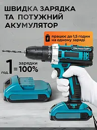 Акумуляторний дриль-шурупокрут 1350 об/хв з набором інструментів 49 предметів, ударний шурупокрут + кейс ( Оновлений дизайн ) - мініатюра 4