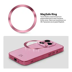 Чехол-накладка для Apple iPhone 14 Pro Max, Replica MagSafe, розовый, противоударный защитный чехол с магнитным кольцом MagSafe, защита всего корпуса, TPU+PC, зеркальный, выступающий бортик вокруг экрана, ArmorStandart (ARM76212) - мініатюра 4