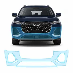 Антигравійна захисна бронеплівка за лекалами для Chery Tiggo 8 Pro I facelift 2023- передній бампер