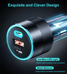 Автомобільний зарядний пристрій Choetech С0054 2xUSB-C+USB-A, 130 Вт, 5A, QC3.0/PD/PPS - мініатюра 2