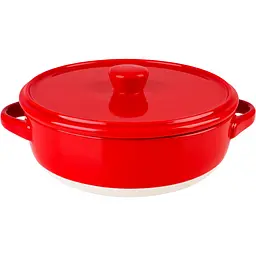 Форма для запікання МВМ My Home кругла з кришкою M 22.5х18х7.5 см (KP-45 M WHITE/RED) - мініатюра 9