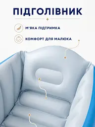 Надувна ванна для купання дитини 98×65×28 см із м’яким дном, підголівником і насосом, блакитна (49676320) - мініатюра 5