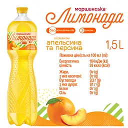 Напій Моршинська Лимонада Апельсин-Персик середньогазований 1.5 л - мініатюра 4
