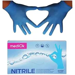 Нітрилові рукавички MediOk Nitrile блакитні - мініатюра 2