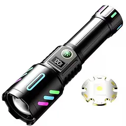 Ручний ліхтарик 1143-PM10-TG zoom LCD Type-C + PowerBank.(1x18650) 5 режимів - мініатюра 2