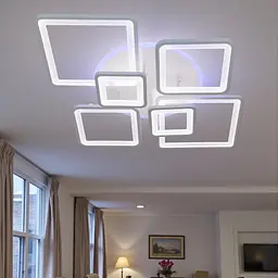 Стельова LED-люстра Diasha 8160/6WH 3color з пультом і димером, біла, 150 W, 6325 lm, сучасні квадратні LED-плафони 97×71 - мініатюра 2