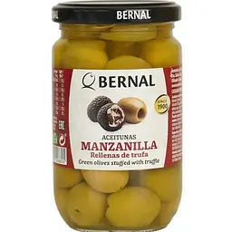 Оливки Bernal Manzanilla зелені фаршировані пастою з трюфеля 300 г (8428391008825)