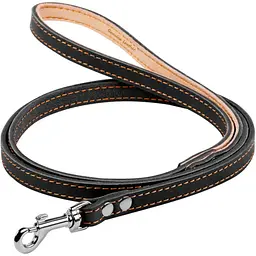Повідець одинарний Collar, шкіра, з прошивкою, XS, 122х1,2 см, чорний