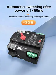 Автоматичне введення резерву АВР Wi-Fi eWeLink TOMZN TOQ7e 2P 220V 125A перемикач живлення однофазний 2х полюсний (19647) - мініатюра 10