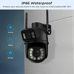 Подвійна вулична Wi-Fi камера відеоспостереження 2+2 Мп E390 + Led підсвічування IP66 (Eyes390) - мініатюра 2