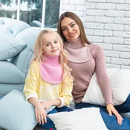 Манішка тепла дитяча в’язана з м’якої бавовняної пряжі універсальна від двох років Айріс one size Talvi кава - мініатюра 2
