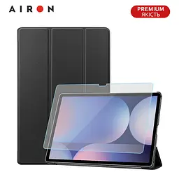 Чехол AIRON Premium для Samsung Galaxy Tab S10 Plus 12.4 2024 с защитной пленкой и салфеткой Black - мініатюра 2