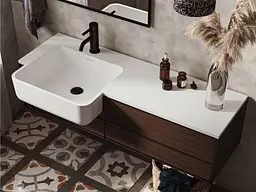 Умивальник Miraggio FONTANA L (0000518) Miramarble, Глянцевий, Накладний/Врізний, Білий - мініатюра 7