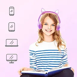 Дитячі навушники Light Up Cat Ear для iPad Fire Tablet Kindle 85 дБ - мініатюра 4