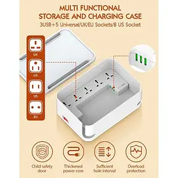 Подовжувач мережевий LDNIO Management Power Strip Box SN5310 3USB, QC, 5 Sockets, 15.5W/10A - мініатюра 3