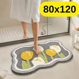 Стильний та практичний килимок для ванної кімнати 80×120 см зі кашеміру — м’який, антиковзкий, вологопоглинаючий KT9000084 - мініатюра 2