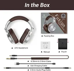 Гарнітура OneOdio Fusion A70, Bluetooth+3,5мм/6,35мм, Silver Brown - мініатюра 3