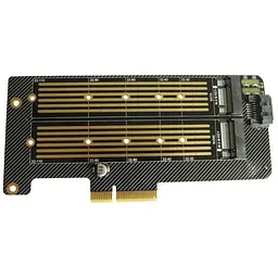 Контролер Dynamode 2х M.2 NVMe M-Key /SATA B-key SSD to PCI-E 3.0 x4/ x8/ x16, (PCI-Ex4- 2xM.2 MB-key)