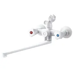 Змішувач для ванни Plamix OMEGA-140 EURO SET WHITE (зі шлангом, лійкою та кронштейном) (MX9579)