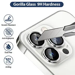 Захисне скло Metal Classic на камеру (у упак.) для Apple iPhone 14 Pro (6.1) / 14 Pro Max (6.7) Срібний / Silver - мініатюра 2