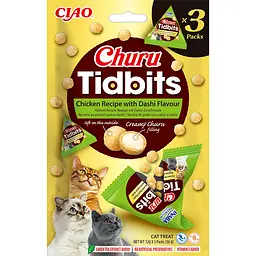 Ласощі для котів Inaba Churu Tidbits запечені кульки з куркою та даши бульоном 12 г 6 шт.