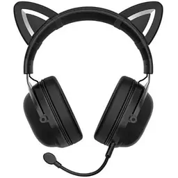 Бездротові навушники Onikuma B100 Bluetooth Gaming LED з кото вушками чорні - мініатюра 6