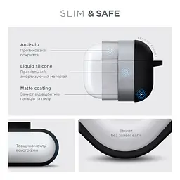 Силіконовий чохол для навушників Apple AirPods 3, Hang Case, чорний, ультратонкий захисний кейс товщиною 2 мм, захист від подряпин, пилу та ударів, компактний, з карабіном для кріплення, ArmorStandart (ARM60308) - мініатюра 3