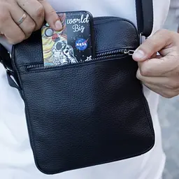Сумка чоловіча шкіряна чорна на 2 відділення Handycover S407 - мініатюра 6