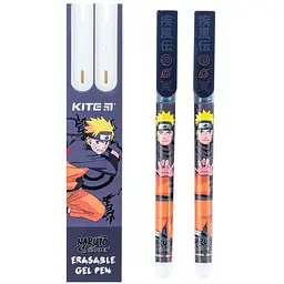 Ручка гелева пиши-стирай синя 0,5 мм, 2 шт у пеналі Naruto NR24-069 Kite