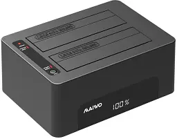 Док-станція Maiwo клонір. для 2xHDD 2,5″/3,5″ SATA/SSD через USB3.0 безгвинтів. кріп. пластик чорн. (K3082A)