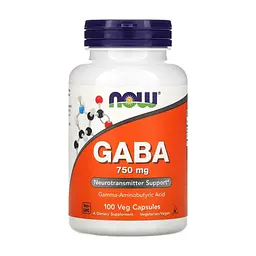 Амінокислота Now Foods GABA (Гамма-аміномасляна кислота) 750 мг, 100 вегетаріанськ (NOW-00089)