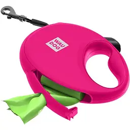 Повідець-рулетка для собак Waudog R-leash з контейнером для пакетів, світловідбивна стрічка, L, до 40 кг, 5 м, рожевий - мініатюра 4