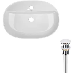 Комплект Qtap Scorpio: Раковина накладна овальна 600х400х120 мм White + Донний клапан PU02 (QT14112203WN47315)